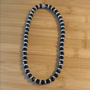 Elegant Black and Silver Beaded Necklace